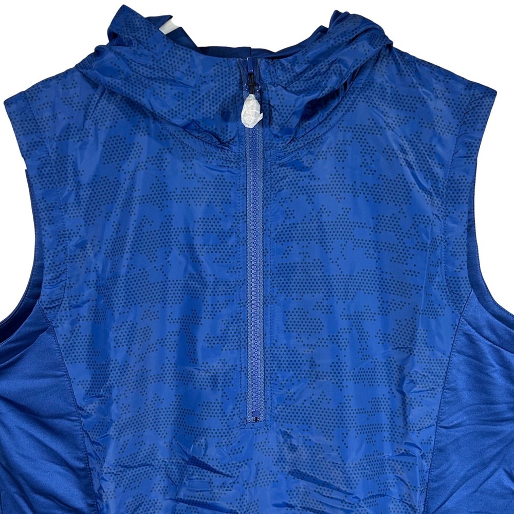 CBUK Cutter & Buck Womens XXL Royal Blue Hooded 1/4 Zip Vest Geometric Pattern